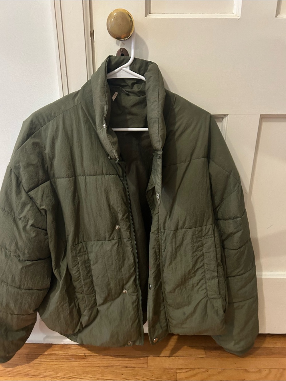 Free People Olive Green Puffer Jacket